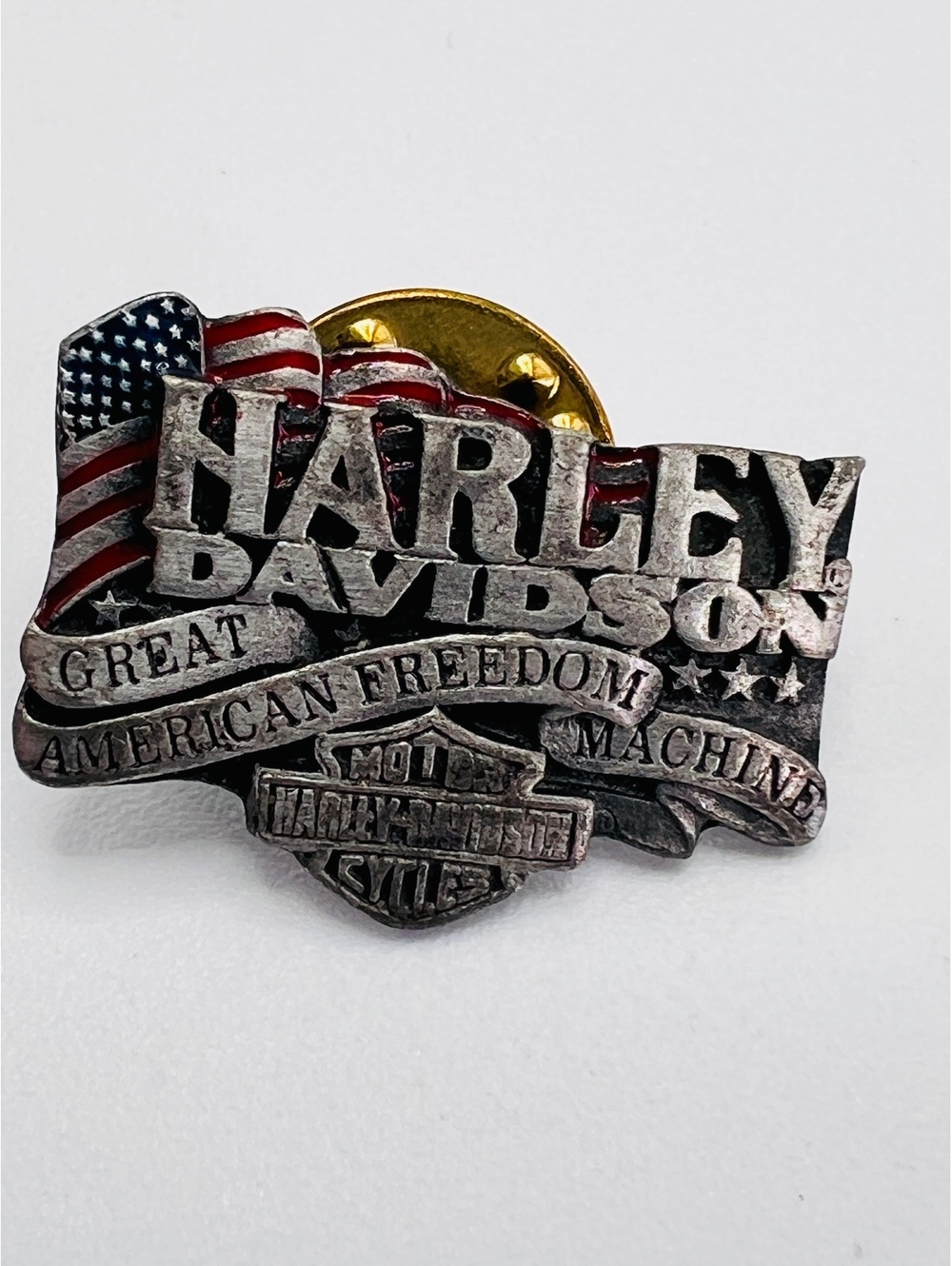 Harley Davidson Great American Freedom Machine USA Flag Lapel Pin HD3